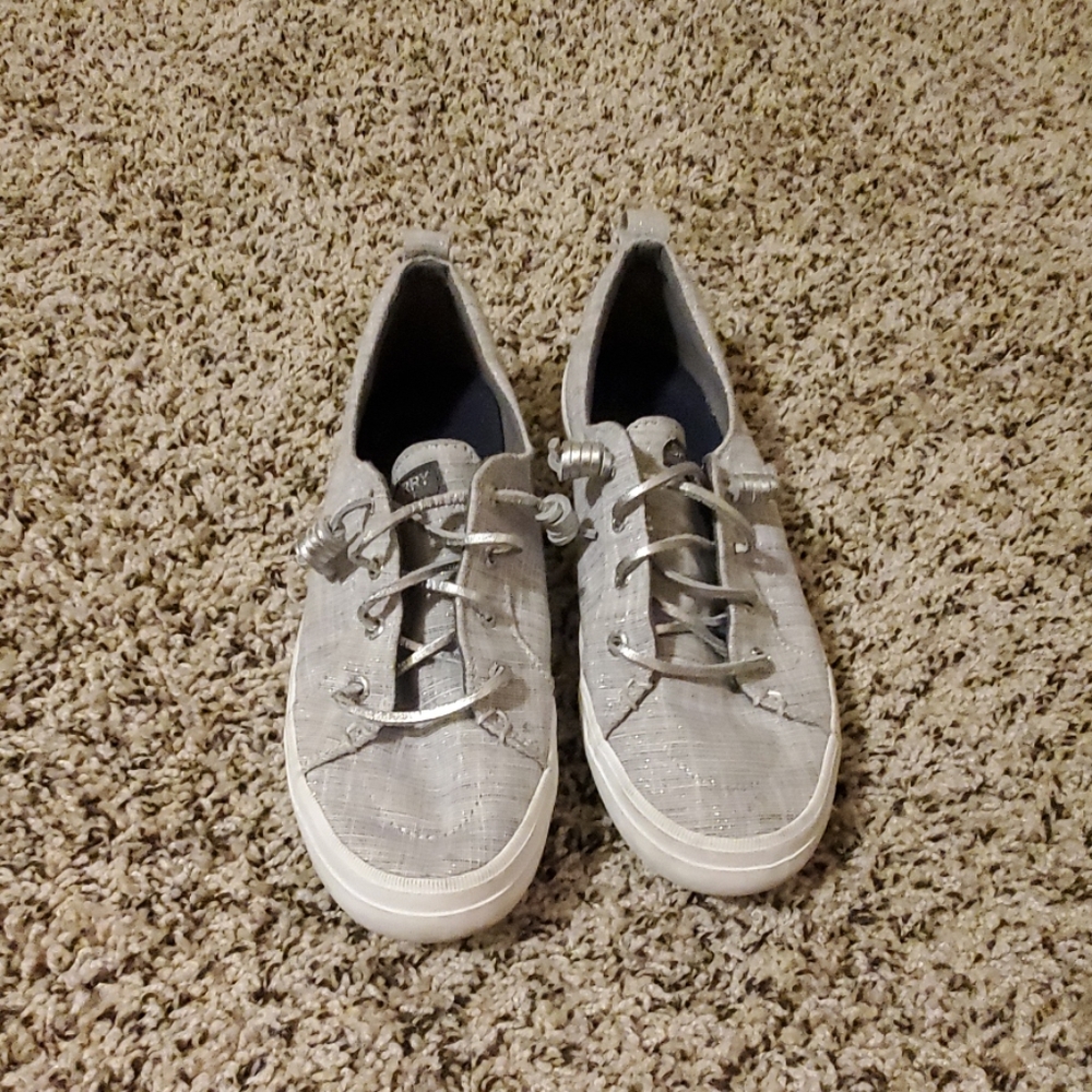Sperry Gray Metallic Tennis Shoes